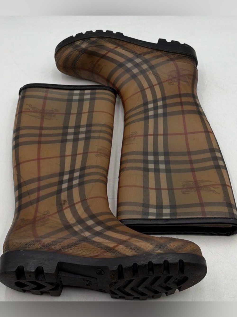 Burberry Nova Check Tall Rubber Rain Boots - authentic Sz 40 (women’s 9-9.5) - Picture 3 of 12
